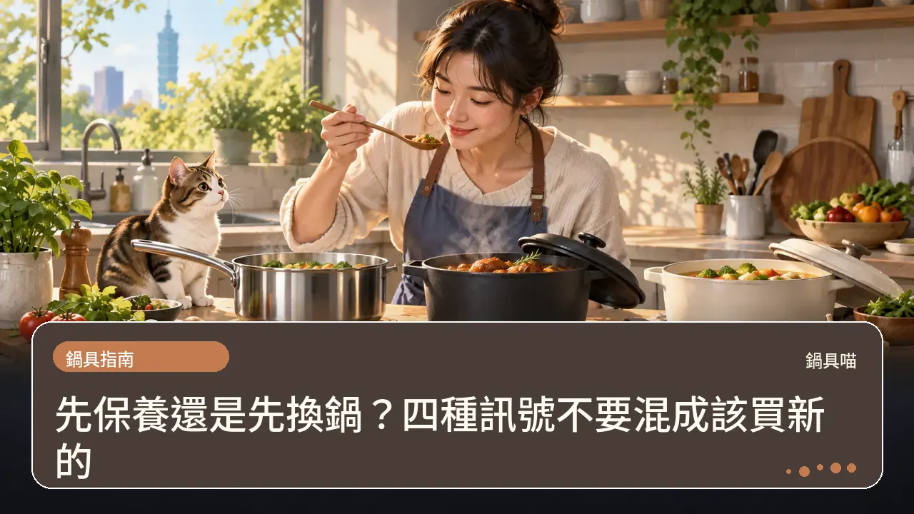 先保養還是先換鍋?四種訊號不要混成該買新的主題插畫