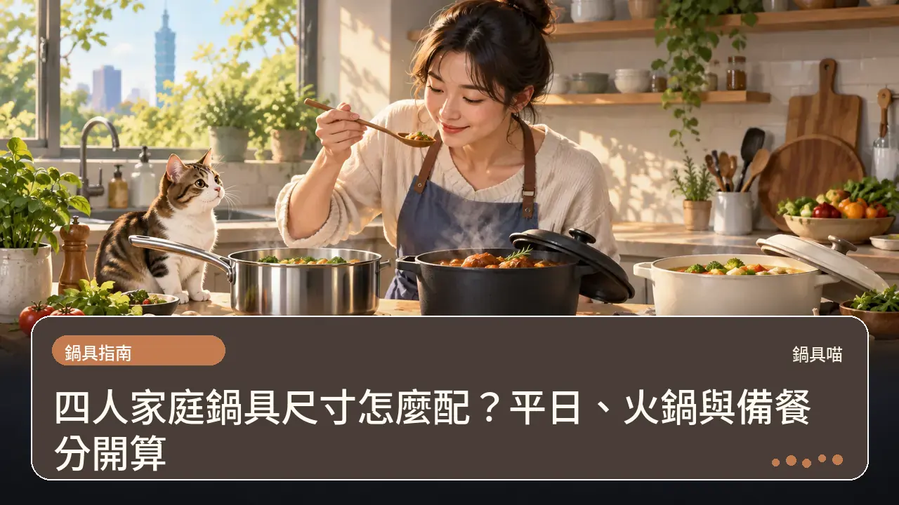 四人家庭鍋具尺寸怎麼配？平日、火鍋與備餐分開算主題插畫