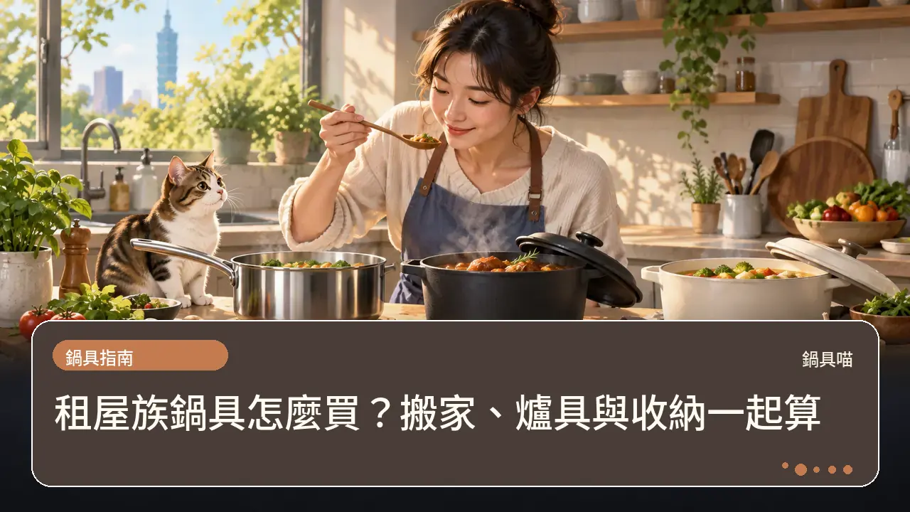租屋族鍋具怎麼買？搬家、爐具與收納一起算主題插畫
