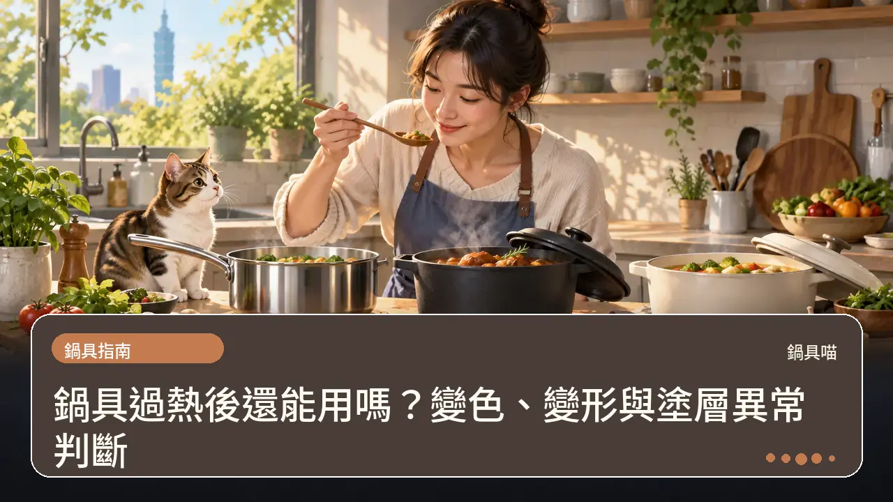 鍋具過熱後還能用嗎？變色、變形與塗層異常判斷主題插畫