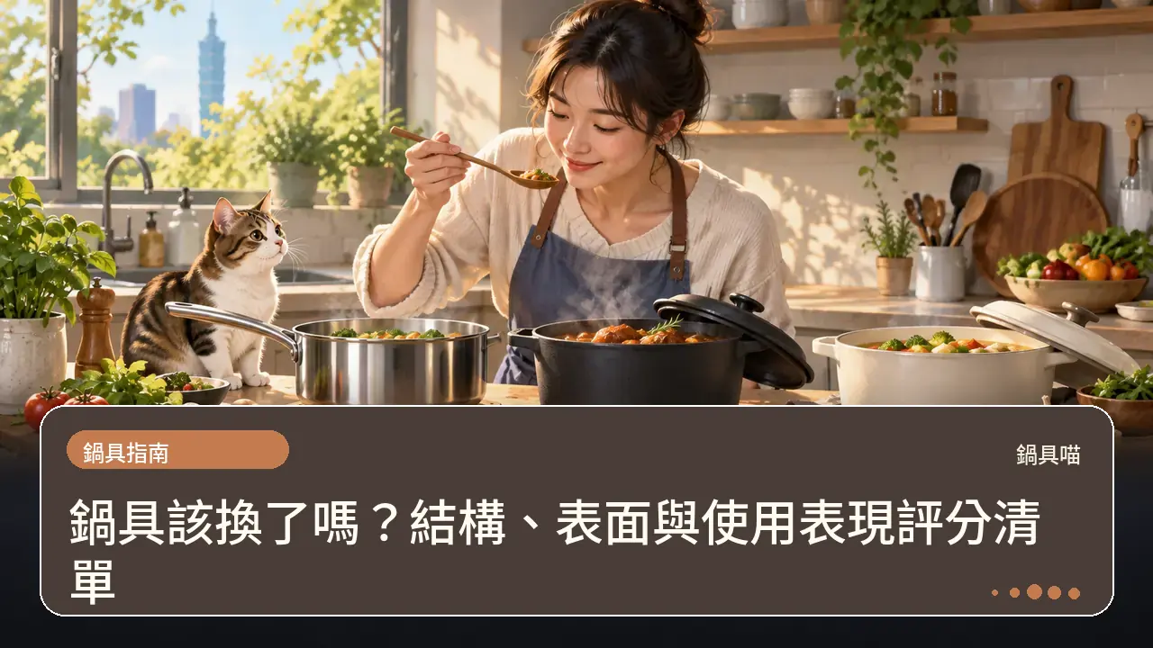 鍋具該換了嗎？結構、表面與使用表現評分清單主題插畫