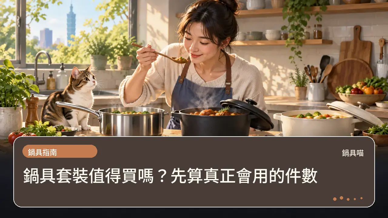 鍋具套裝值得買嗎？先算真正會用的件數主題插畫
