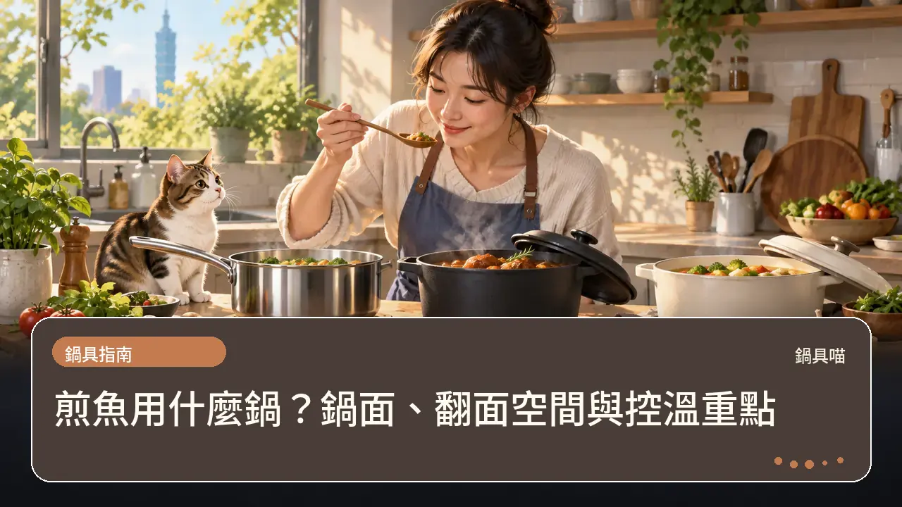 煎魚用什麼鍋？鍋面、翻面空間與控溫重點主題插畫