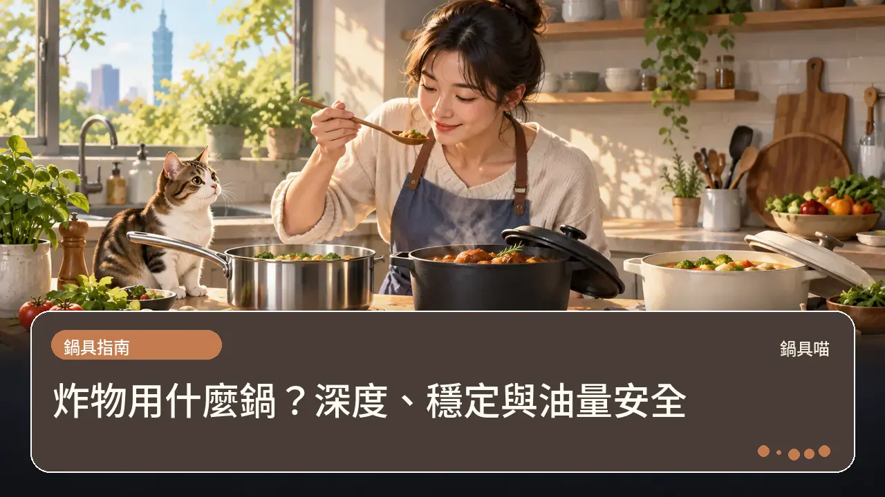炸物用什麼鍋？深度、穩定與油量安全主題插畫
