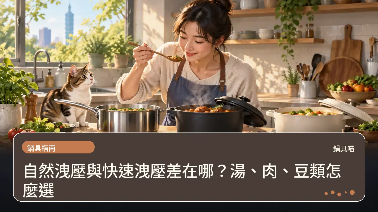 自然洩壓與快速洩壓差在哪？湯、肉、豆類怎麼選主題插畫