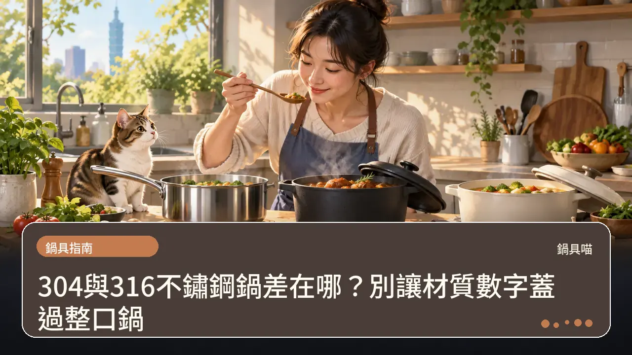 304與316不鏽鋼鍋差在哪？別讓材質數字蓋過整口鍋主題插畫