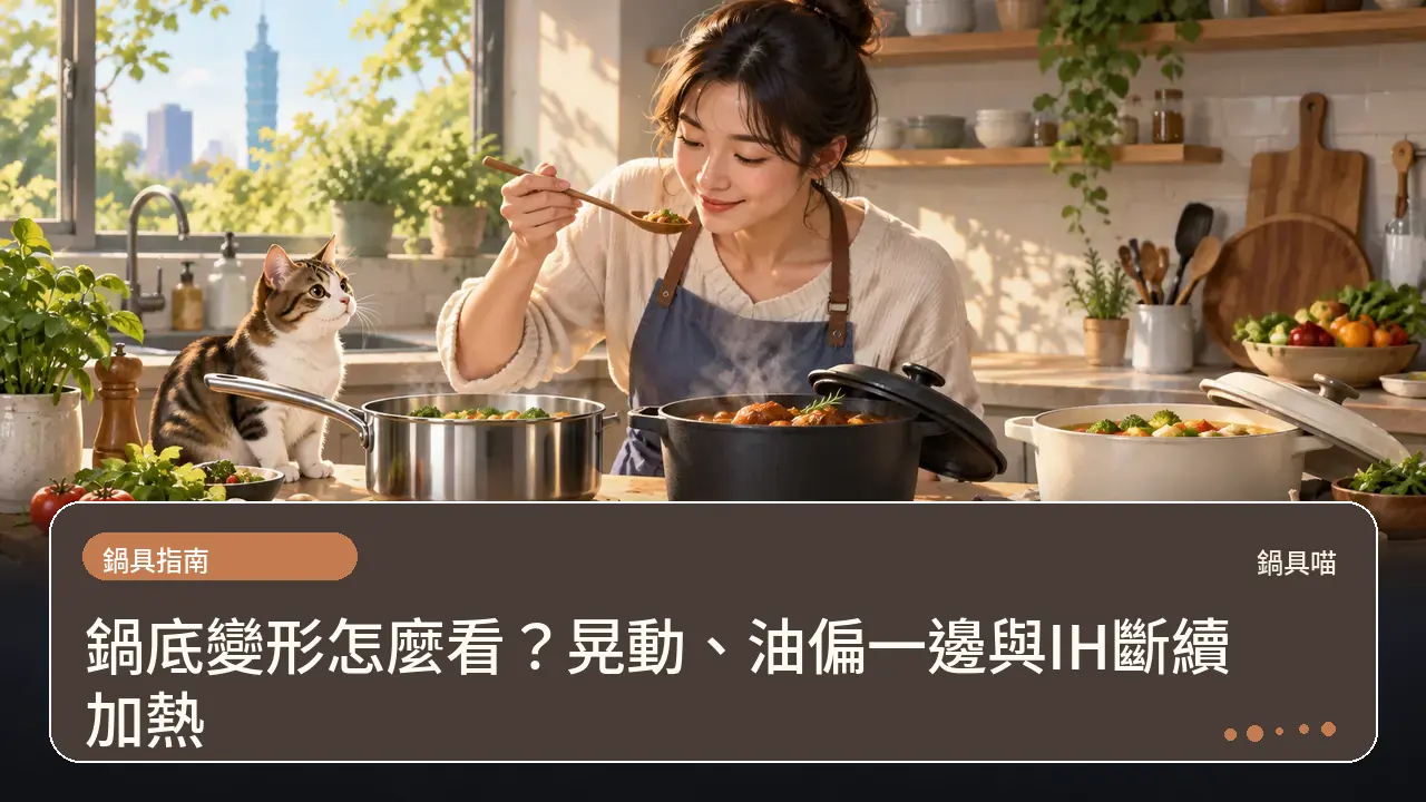鍋底變形怎麼看？晃動、油偏一邊與IH斷續加熱主題插畫